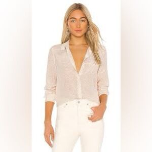 Rails Kate Silk Blouse in White Mini Cheetah Sz Large